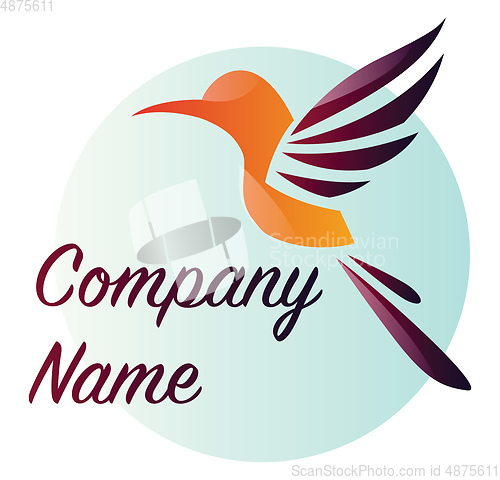 Image of Orange and purple bird on blue bubble logo vector illustration o