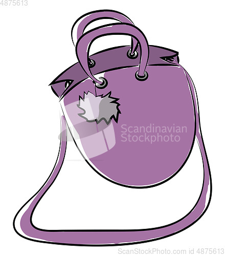 Image of Painting of a purple sling bag with round handle vector color dr