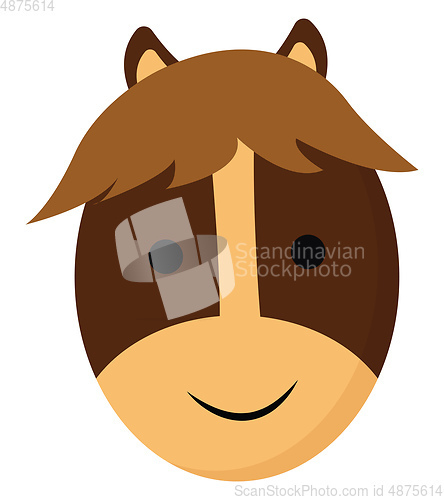 Image of Cartoon smiling face of a brown horse vector or color illustrati