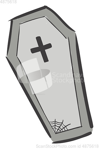 Image of A grey coffin for Halloween vector or color illustration