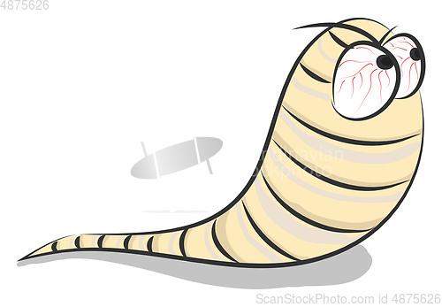 Image of A peach-colored cartoon worm vector or color illustration