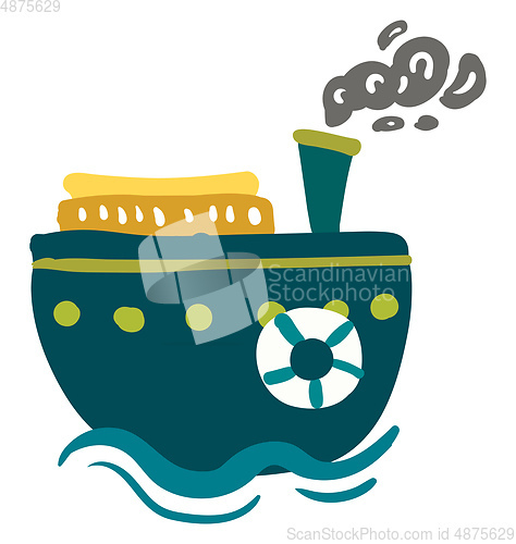 Image of A blue steam ship vector or color illustration