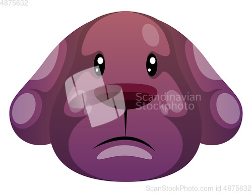 Image of Sad purple cartoon dog vector illustartion on white background