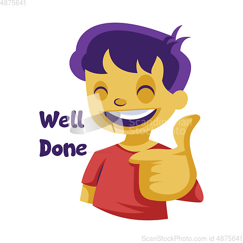 Image of Boy with purple hair showing thumbs up vector illustration on a 