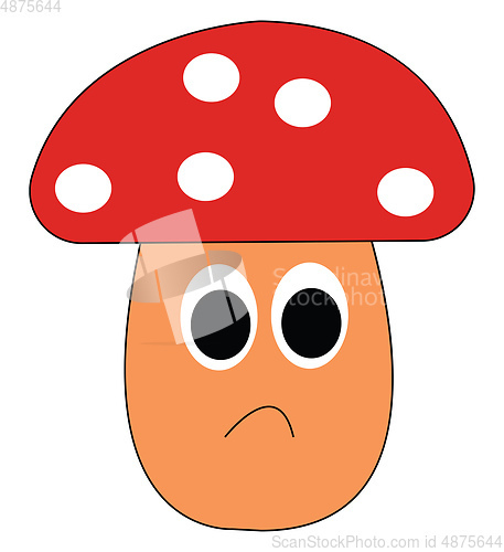Image of Small red mushroom vector or color illustration