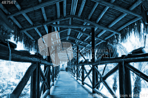 Image of Corridor of wooden bridge