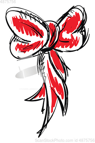 Image of Simple black and red sketch of  a bow  vector illustration on wh