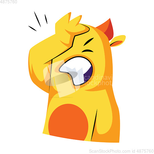 Image of Yellow monster hitting its forehead vector illustration on a whi