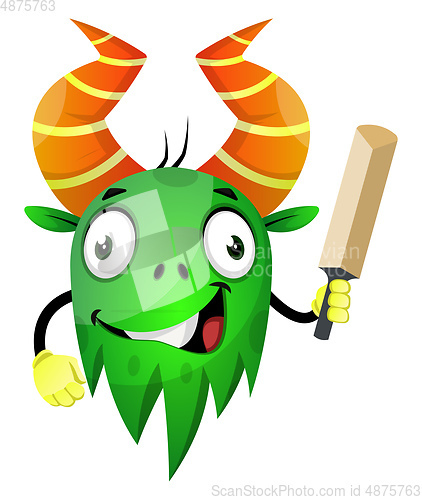 Image of Monster with small sword, illustration, vector on white backgrou