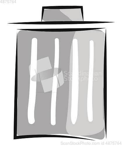 Image of Painting of a grey bin vector or color illustration