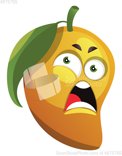 Image of Mango cartoon angry face illustration vector on white background