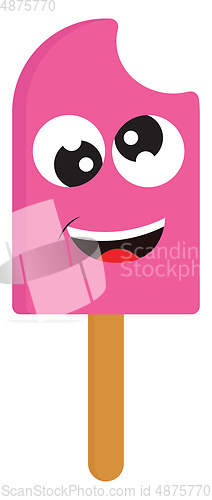 Image of Goofy pink ice cream vector illustration on white background.