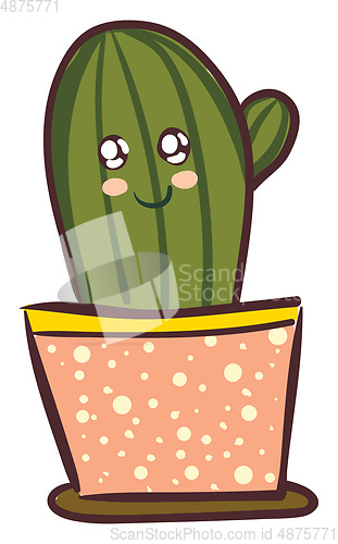 Image of Beautiful stripe printed cactus plant in a pink pot vector color