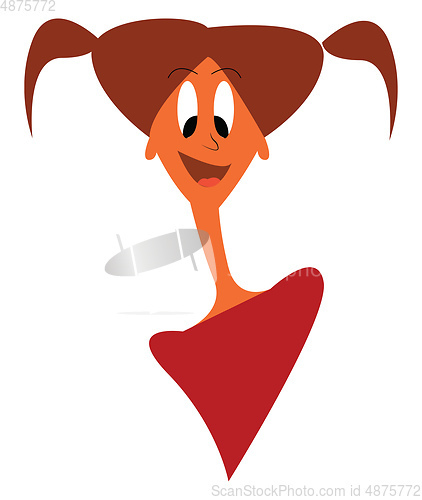 Image of A girl in red dress smiling with a crazy face vector color drawi