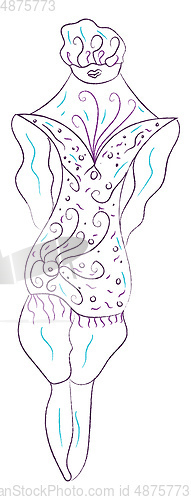 Image of Line art of an old woman vector or color illustration
