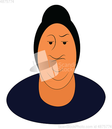 Image of A fat angry Asian woman vector or color illustration