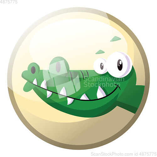Image of Cartoon character of a green crocodile smiling vector illustrati