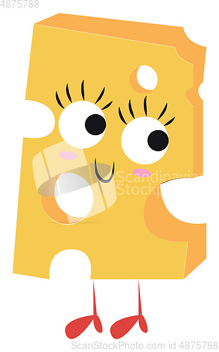 Image of A circular cut cheese vector or color illustration