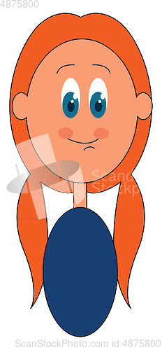 Image of Cartoon cute little girl vector or color illustration