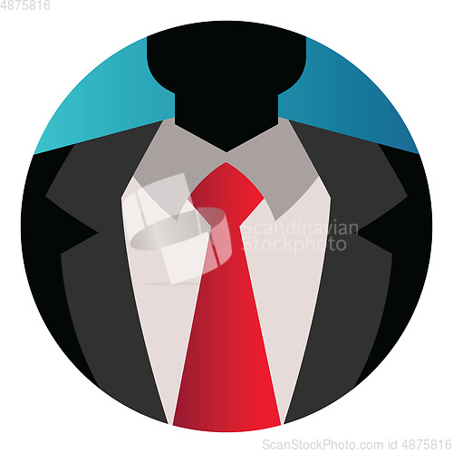 Image of Round vector illustraton of an avatar in suit with red tie on wh