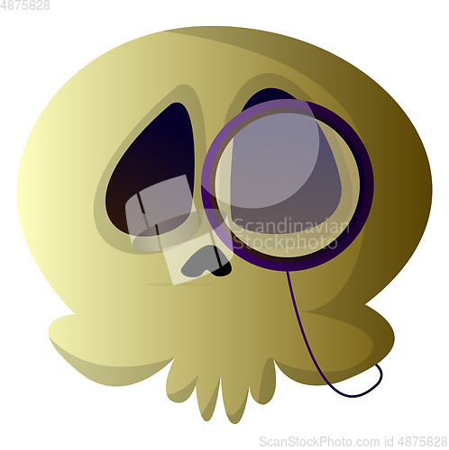 Image of Cartoon skull with glasses vector illustartion on white backgrou