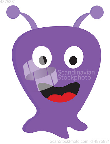 Image of Happy purple blob monster vector illustration on white backgroun