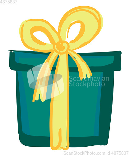 Image of A beautiful present box tied with yellow ribbon and topped with 