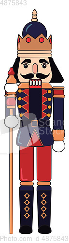 Image of Wooden toy guard with stick vector or color illustration