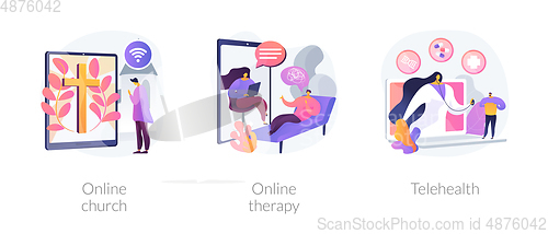 Image of Distance help and support abstract concept vector illustrations.