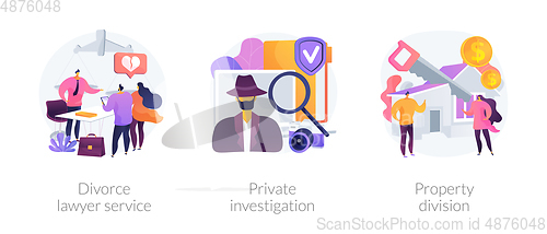 Image of Legal service and investigation abstract concept vector illustrations.