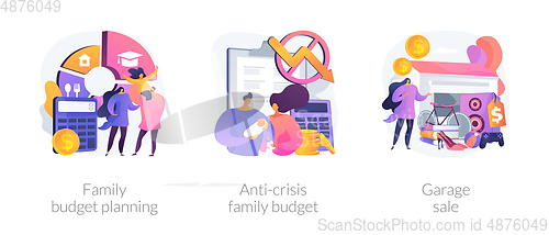 Image of Family budget planning abstract concept vector illustrations.