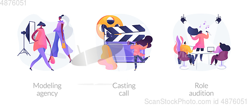Image of Fashion and movie industry abstract concept vector illustrations.