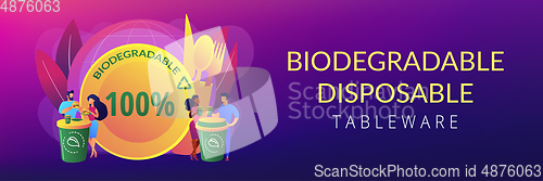 Image of Biodegradable disposable tableware concept banner header