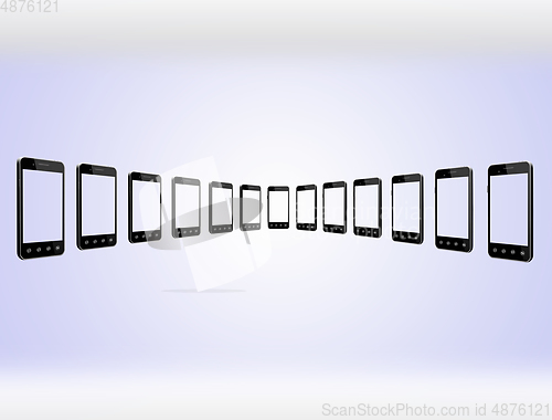 Image of smart-phones transparent on the light gradient background