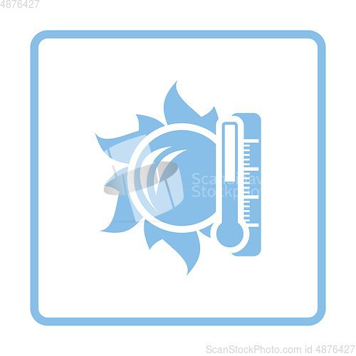 Image of Sun and thermometer with high temperature icon