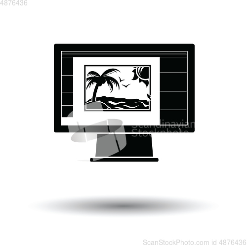 Image of Icon of photo editor on monitor screen