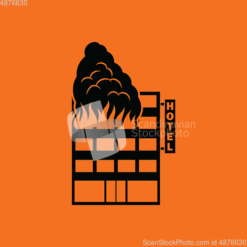 Image of Hotel building in fire icon