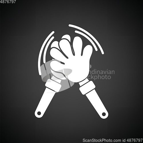 Image of Football fans clap hand toy icon