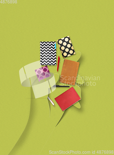 Image of Modern design. Contemporary art collage, mockup with paper\'s cutouts elements.