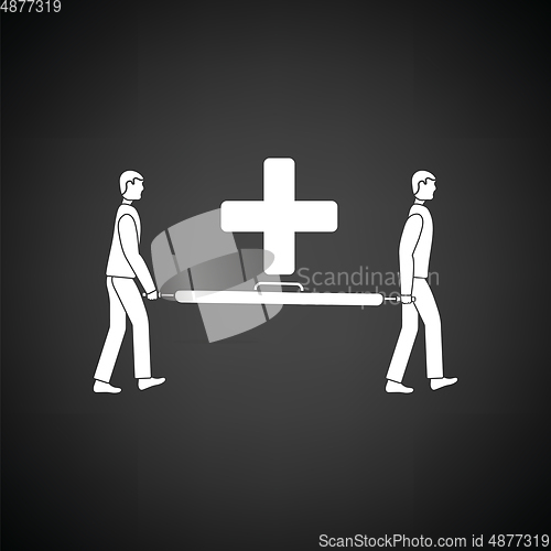 Image of Soccer medical staff carrying stretcher icon