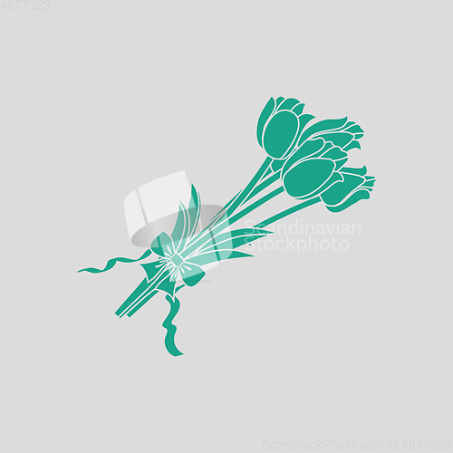 Image of Tulips bouquet icon with tied bow