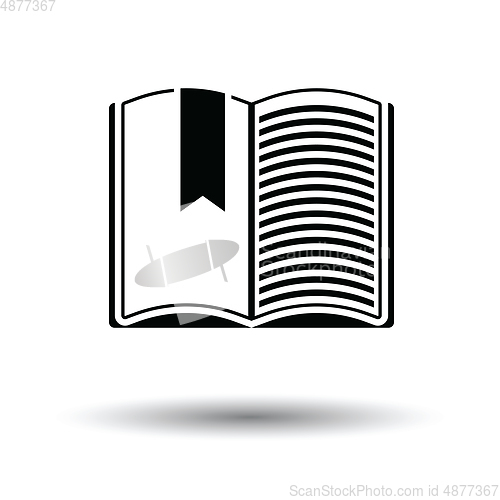 Image of Open book with bookmark icon