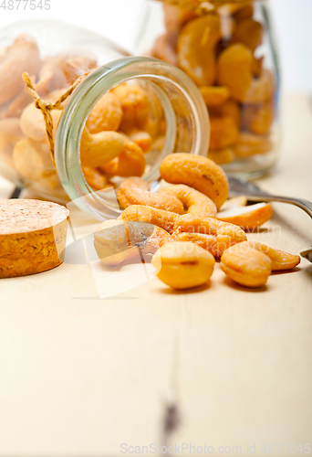 Image of cashew nuts on a glass jar