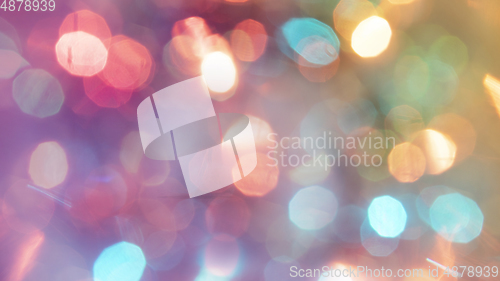 Image of Multicolored defocused bokeh lights background - horizontal wallpaper, poster