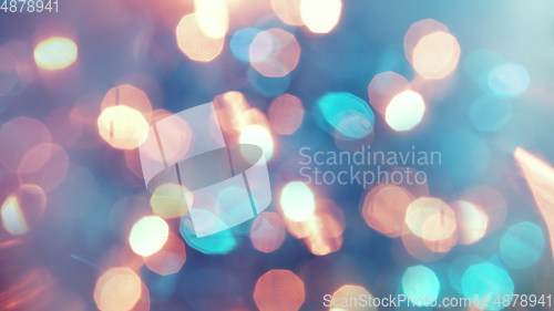 Image of Multicolored defocused bokeh lights background - horizontal wallpaper, poster