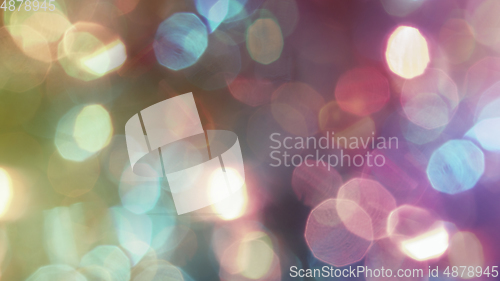 Image of Multicolored defocused bokeh lights background - horizontal wallpaper, poster