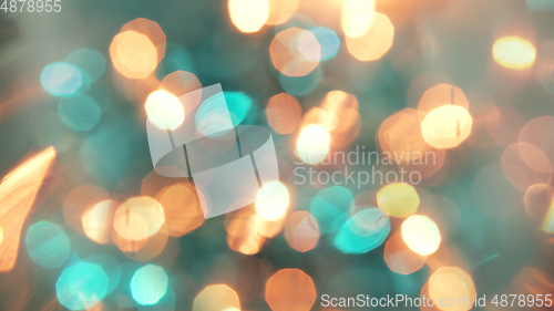 Image of Multicolored defocused bokeh lights background - horizontal wallpaper, poster