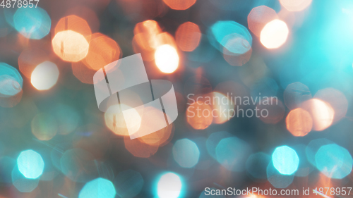 Image of Multicolored defocused bokeh lights background - horizontal wallpaper, poster