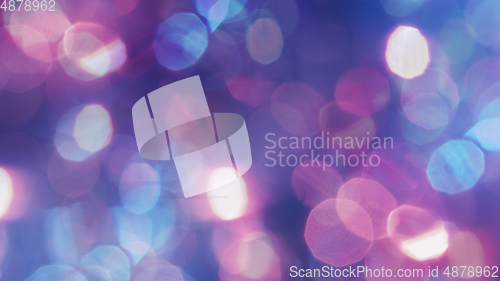 Image of Multicolored defocused bokeh lights background - horizontal wallpaper, poster