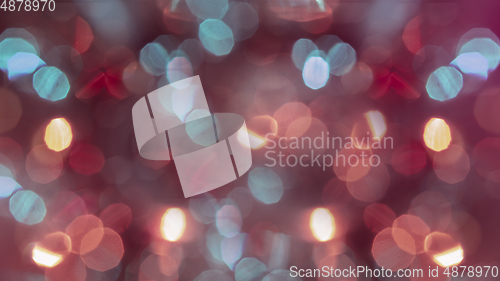 Image of Multicolored defocused bokeh lights background - horizontal wallpaper, poster